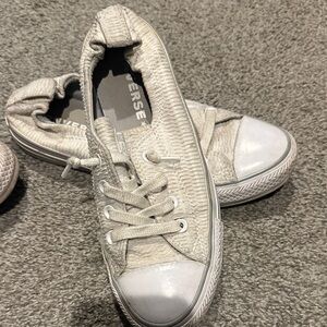 Converse Slip-On Low Top Sneakers in Light Cream Canvas